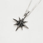 Vista frontal del dúo corazón y estrella en plata 950 - Flames Army